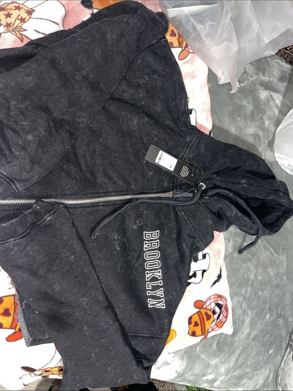 Ash Black Zip-Up Hoodie and flare matching pants with Tags